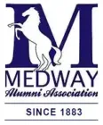 The Medway Alumni Association logo features a prominent letter "M" with a horse silhouette, alongside the text "Medway Alumni Association" and "Since 1883," symbolizing its enduring legacy of community impact.