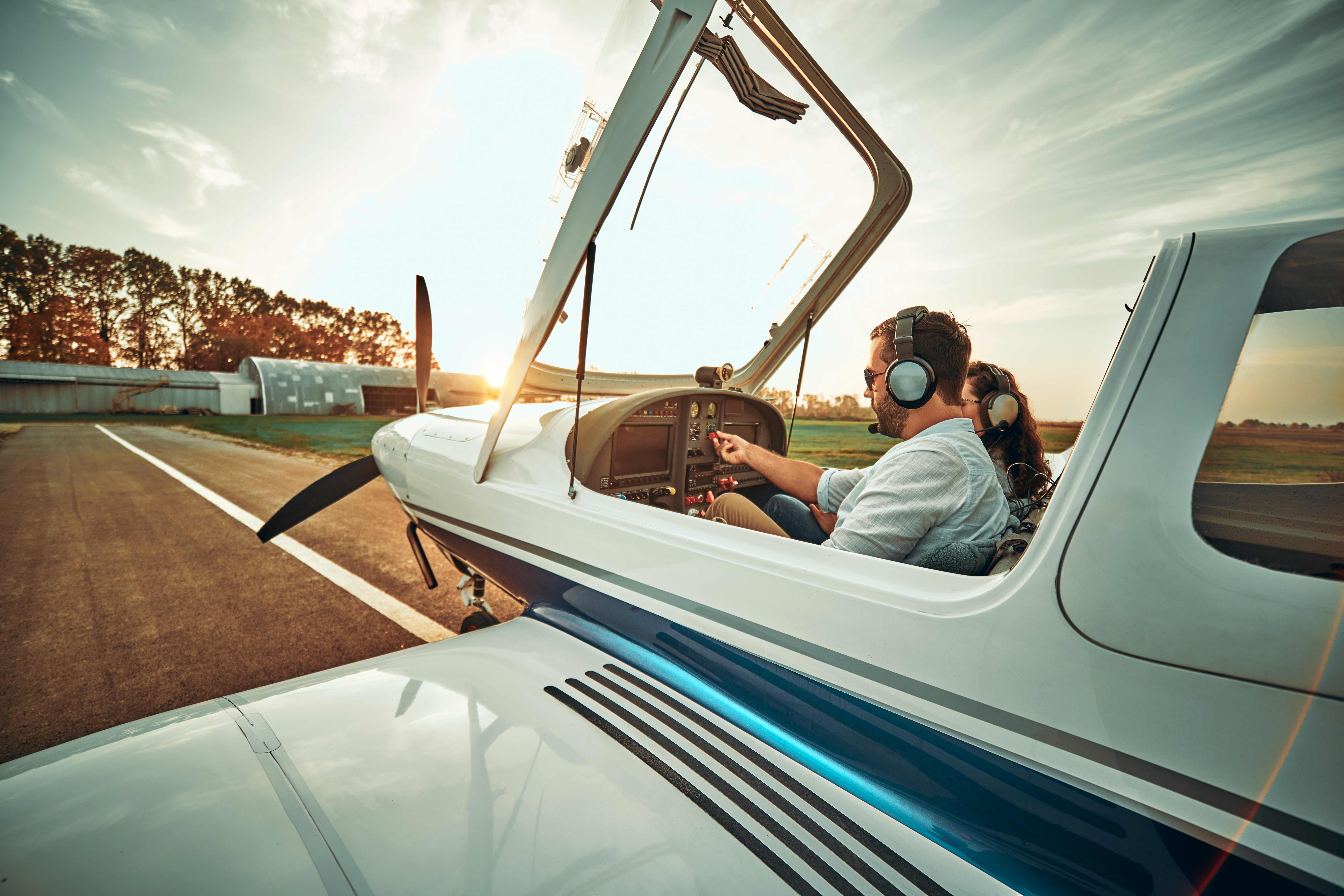 Pilot,With,Co-pilot,Prepare,Take,Off,In,A,Small,Aircraft.
